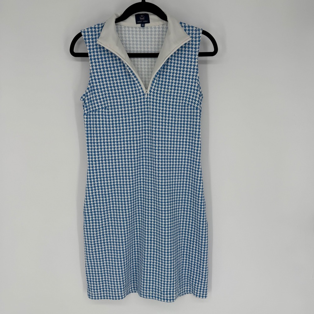 SAILOR-SAILOR BRIT HOUNDSTOOTH 1/4 ZIP GOLF DRESS UPF 50 XS COUNTRY CLUB ACTIVE